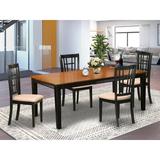 Lark Manor™ Adsett Leaf Rubberwood Solid Wood Dining Set Wood/Upholstered Chairs in Black/Brown, Size 30.0 H in | Wayfair