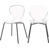 Orren Ellis Meridian Furniture Clarion Collection Modern | Contemporary Lucite Polycarbonate Stackable Dining Chair w/ Sturdy Metal Legs, Set Of 2