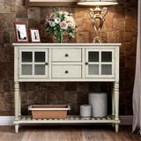 Dovecove Sideboard Console Table w/ Bottom Shelf, Farmhouse Wood/Glass Buffet Storage Cabinet Living Room (White) Wood in Gray | Wayfair