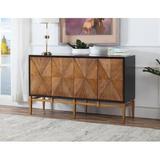 Everly Quinn Jochen 60" Wide Sideboard Wood in Black/Brown/Yellow, Size 35.4 H x 60.0 W x 15.75 D in | Wayfair F8A3459AFDCC4B3191BFCCFB9147BE1C