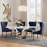 Willa Arlo™ Interiors Maciejewski 8 - Person Dining Set Metal/Upholstered Chairs in Gray/White | Wayfair AADFE098EA584D7CA4CBF647B77830CF