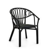OROA Corynn Windsor Back Stacking Arm Chair in Wicker/Rattan in Black, Size 30.0 H x 22.0 W x 24.0 D in | Wayfair LAFCC0699FN01