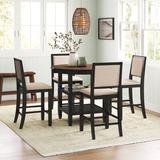 Sand & Stable™ Grayton 5 - Piece Counter Height Solid Wood Dining Set Wood/Upholstered Chairs in Black/Brown, Size 36.0 H in | Wayfair