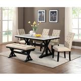 Lark Manor™ Magellan 8 - Person Dining Set Wood/Upholstered Chairs in Brown/Gray | Wayfair 6CE6375891044E75B76989A41E56D4AF