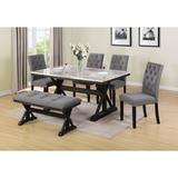 Lark Manor™ Magellan 8 - Person Dining Set Wood/Upholstered Chairs in Brown/Gray, Size 30.0 H in | Wayfair 6738C801D5B9471FA3FE570B06C69A1C