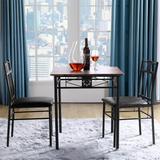 Winston Porter Brijesh 3 - Piece Couple Dining Set Wood/Metal/Upholstered Chairs in Black/Brown/Gray | Wayfair F300EFB7C70245D1B2A9B1EDACF7DF38