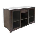 VINOTEMP Brown Wine Credenza with White Marble Tabletop