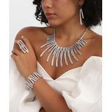 YUSHI Women's Bracelets SILVER - Fine Silver-Plated Statement Necklace Set