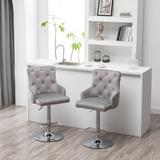 Better-Home Products Mia Tufted Adjustable Swivel Bar Stool Set Velvet/Metal in Gray, Size 22.0 D in | Wayfair Bar Stool - Gray