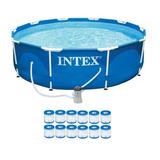Intex Metal Frame Pool Set w/Filter Pump & Type H Filter Cartridges (12 Pack) in Gray, Size 3.3 H x 3.9 W in | Wayfair 12 x 29007E + 28201EH