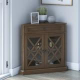 Andover Mills™ Janicki 2 - Door Corner Accent Cabinet Wood in Black/Brown, Size 31.38 H x 31.5 W x 15.5 D in | Wayfair