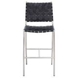 Birch Lane™ Cass 26" Counter Stool Upholstered/Leather/Metal/Genuine Leather in Gray/Black, Size 39.8 H x 17.8 W x 21.5 D in | Wayfair