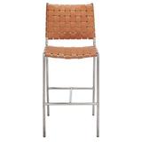Birch Lane™ Cass 26" Counter Stool Upholstered/Leather/Metal/Genuine Leather in Gray/Brown, Size 39.8 H x 17.8 W x 21.5 D in | Wayfair
