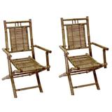 MGP Folding Bamboo Chair w/ Armrest, Set Of 2, 22"W X 24"D X 37"H Wood in Black/Brown, Size 37.0 H x 22.0 W x 24.0 D in | Wayfair BC-38F