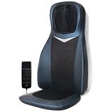 Inbox Zero Faux Leather Power Reclining Heated Massage Chair Faux Leather in Black/Blue, Size 35.0 H x 18.5 W x 16.3 D in | Wayfair