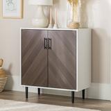 Wrought Studio™ Aminatou 2 - Door Accent Cabinet Wood in White/Brown, Size 32.0 H x 28.5 W x 16.0 D in | Wayfair 457E09B9B6A94FE1935A325D3E569622