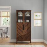 Sand & Stable™ Isabelle Chevron China Cabinet Wood/Glass in Brown, Size 68.0 H x 30.0 W x 15.75 D in | Wayfair B9FF43BBBE554880B17DCBBE501A1595