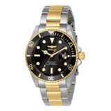 Invicta Women's Watches N/A - Black Dial & Goldtone Stripe Stainless Steel Pro Diver Watch