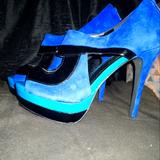 Jessica Simpson Shoes | Jessica Simpson Suede And Patent Leather Peep Toe | Color: Black/Blue | Size: 8