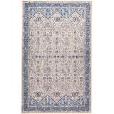 Tullamore Tribal Ornamental Rug w/Border, Blue/Ivory/Gray, 4ft-3in x 6ft-3in - Weave & Wander 871R3899IVYBLUC16