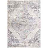 Tirza Luxury Distressed Medallion Rug, Ivory/Light Blue, 3ft x 5ft Accent Rug - Weave & Wander 857R3581CRMMLTB00