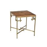 Crestview Collection Iron and Wood Corner End Table in Antique Brass - Crestview Collection CVFNR687