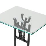 Helping Hands Working Together Accent Table is made of Black Aluminum with glass - Crestview Collection CVFNR5056