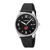 "Women's Wenger by Swiss Army Black Wisconsin Badgers City Active Silicone Bracelet Watch"
