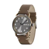 Wenger® Men's Attitude Bronze PVD Coated Gray Dial Brown Leather Watch