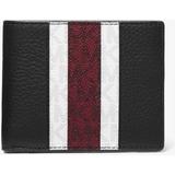 Hudson Pebbled Leather Logo Stripe Billfold Wallet With Coin Pouch - Black - Michael Kors Wallets