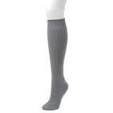 Women's Cuddl Duds Plushfill* Cozy Welted Cabled Knee High Socks, Light Grey