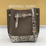 Michael Kors Bags | Michael Kors Emilia Small Bucket Bag Messenger | Color: Brown/Gray | Size: 8 (L) X 10 (H) X 6 (D)