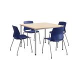 KFI Studios KFI Dailey 42" Square Dining Set, White Table; Coral Chairs Plastic/Acrylic/Wood/Metal in Gray, Size 31.7 H in | Wayfair