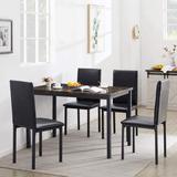 Latitude Run® 5-Piece Kitchen Dining Table Set,With Faux Marble Tabletop, 4 Faux Leather Chairs Wood/Metal/Upholstered Chairs in Black/Brown Wayfair
