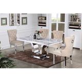 Willa Arlo™ Interiors Maciejewski 4 - Person Dining Set Metal/Upholstered Chairs in Gray/White | Wayfair 7226CB32DE3A453F8712A31F4A882800