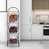 Rebrilliant 3-Tier Wire Market Basket Storage Stand For Fruit, Vegetables, Toiletries, Household Items in Black, Size 7.75 H x 12.0 D in | Wayfair