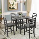 Lark Manor™ Auhert 5-Piece Wooden Counter Height Dining Set in Gray, Size 36.0 H in | Wayfair 4BCC1AC87D8443D28F43512E284C5CCF