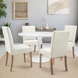 Gracie Oaks 5 Piece Dining Set Wood/Metal/Upholstered Chairs in White, Size 29.0 H in | Wayfair 0DA3F63F68B64453BDC43F7A9AF76781