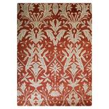 Red/Yellow Area Rug - Canora Grey Holice Floral Hand-Knotted Wool Red Gold Area Rug Wool in Red/Yellow, Size 96.0 W x 0.75 D in | Wayfair
