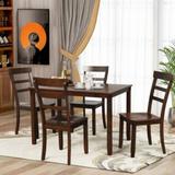 Lark Manor™ Auhert 5-Piece Kitchen Dining Table Set Wood Table & Chairs Set () Wood in Brown, Size 30.0 H in | Wayfair