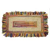 White Area Rug - Bungalow Rose Geometric Handmade Handwoven Multi-Color Area Rug Cotton/Jute & Sisal in White, Size 36.0 W x 0.5 D in | Wayfair