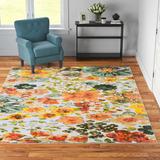 Brown/Green/Orange Area Rug - Andover Mills™ Gemmill Floral Tufted Area Rug Polyester in Brown/Green/Orange, Size 48.0 W x 0.41 D in | Wayfair