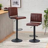 Xiangong Bar Stools Set Of 2,Adjustable Bar Stools Counter Height w/ Square Back For Kitchen Island,Dining Room & Living Room in Brown | Wayfair