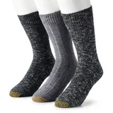Men's GOLDTOE 3-pack Soft Slubbed Ribbed Crew Socks, Size: 6-12, Black White