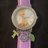 Disney Accessories | New Disney Tinkerbell Watch W Charms And Bling | Color: Purple/Silver | Size: Os