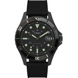 Navi Xl Automatic 41mm Synthetic Rubber Strap Watch Gunmetal/black - Black - Timex Watches
