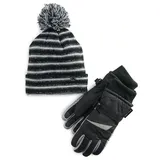 Boys 8-20 ZeroXposur Beanie Hat & Gloves Set, Size: Large/XL, Black