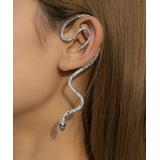 Street Region Women's Earrings Silver - Cubic Zirconia & Silvertone Snake Ear Cuff