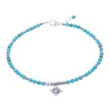 Silver Ocean,'Hill Tribe Karen Silver and Hematite Charm Anklet'