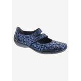Women's Chelsea Mary Jane Flat by Ros Hommerson in Blue Jacquard Leather (Size 8 1/2 M)
